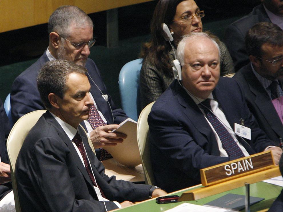 Zapatero y Moratinos, durante los debates de la Asamblea General de la ONU
