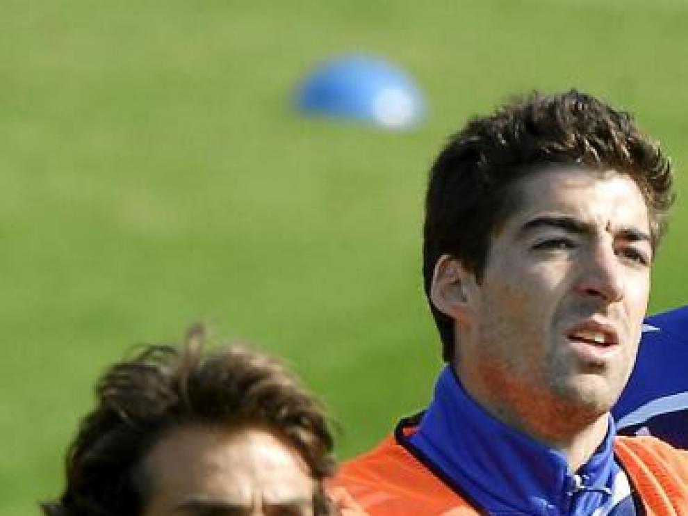 Ponzio y Arizmendi, ayer, durante el entrenamiento