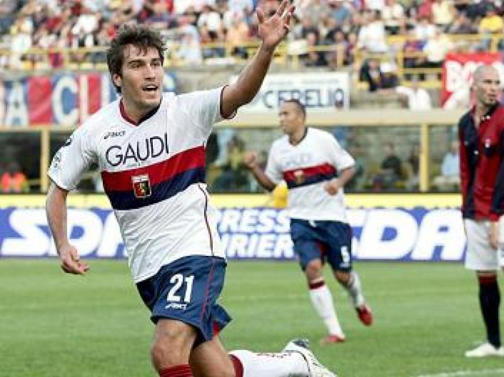 Zapater celebra su gol en Bolonia.