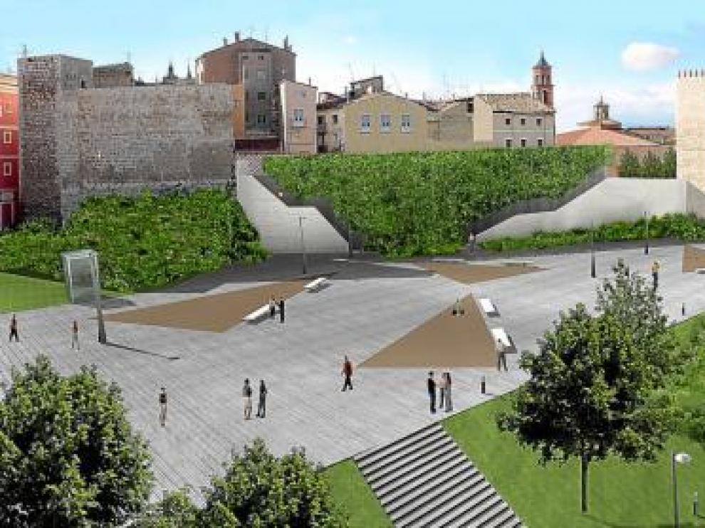 Recreación infográfica de la plaza prevista con el soterramiento del tráfico en la ronda de Ambeles