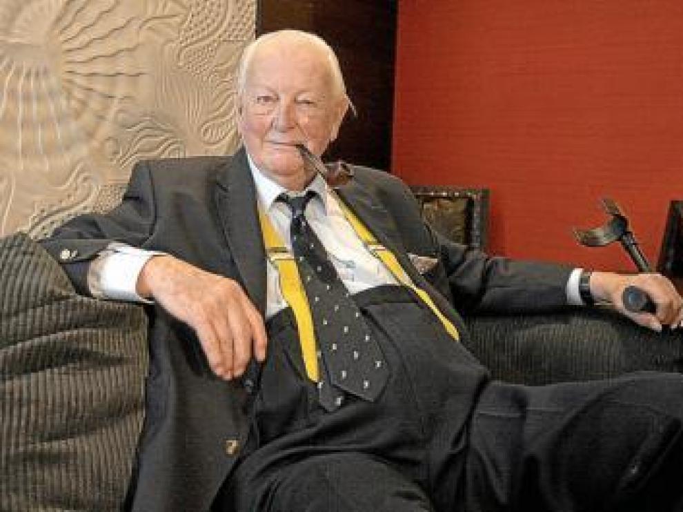 El escritor Tom Sharpe, ayer, en Barcelona