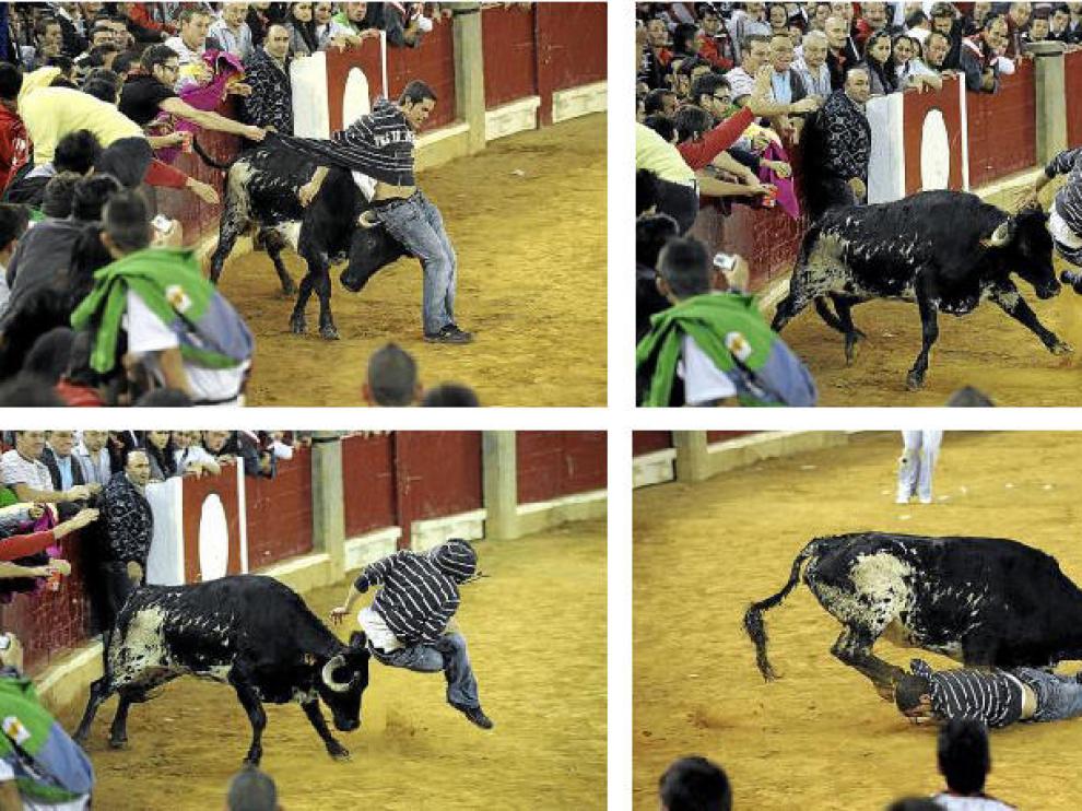 Los sustos y los revolcones ayer en las vaquillas