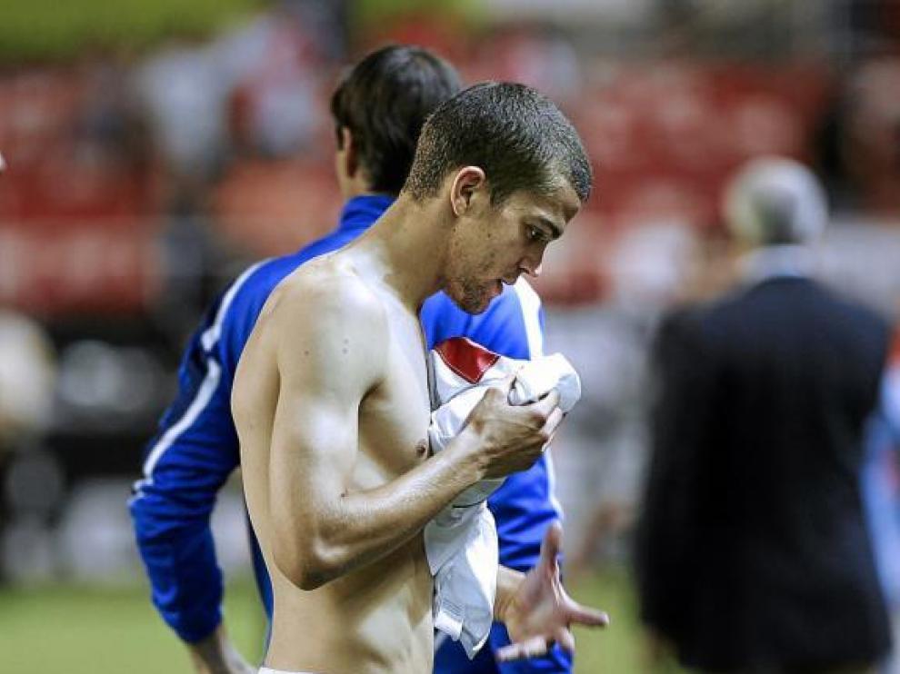 Víctor Laguardia, en Sevilla, tras su último partido con el Zaragoza.