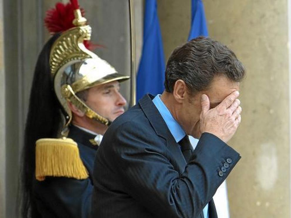 Nicolas Sarkozy, ayer, en el palacio del Elíseo en París