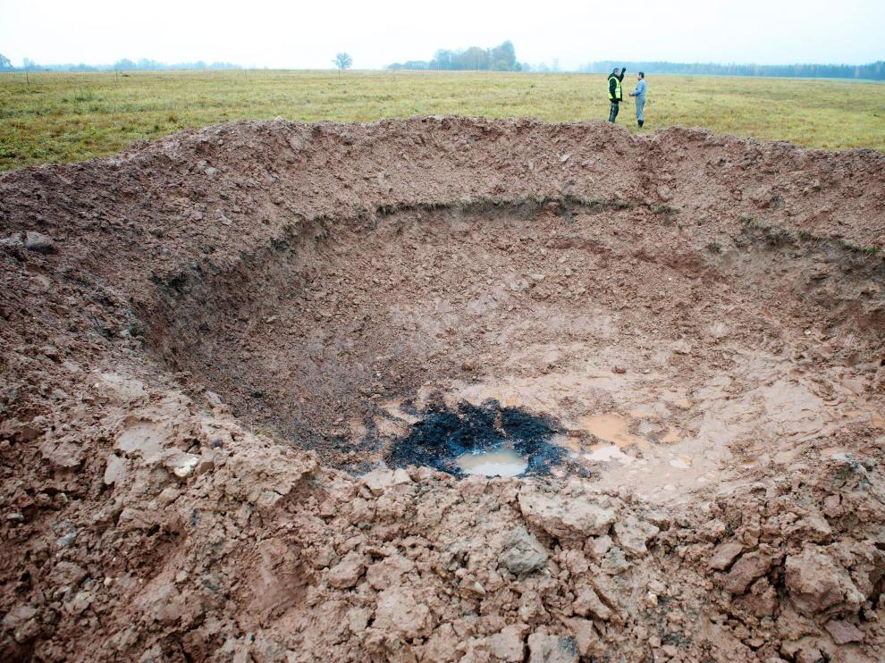 Crater abierto por el impacto