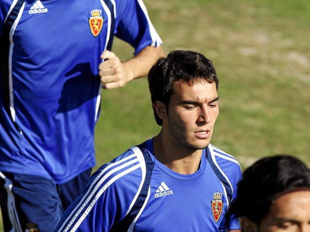 Obradovic, en uno de sus escasos entrenamientos junto a sus compañeros del Real Zaragoza.