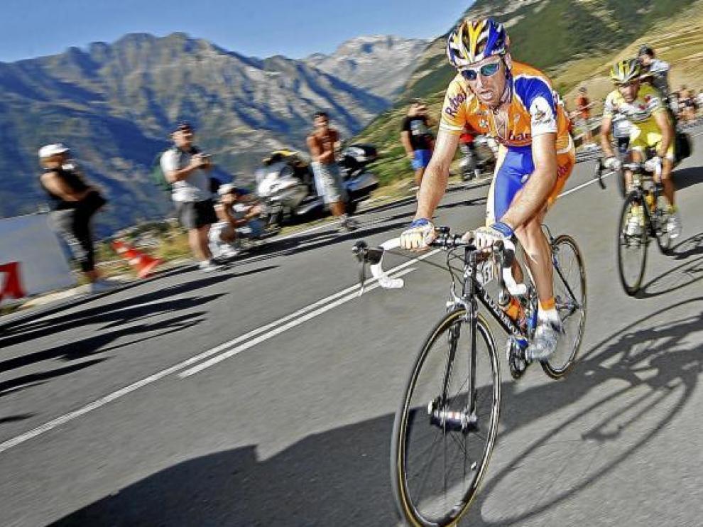 Denis Menchov, con la indumentaria de Rabobank, en Cerler en 2007.
