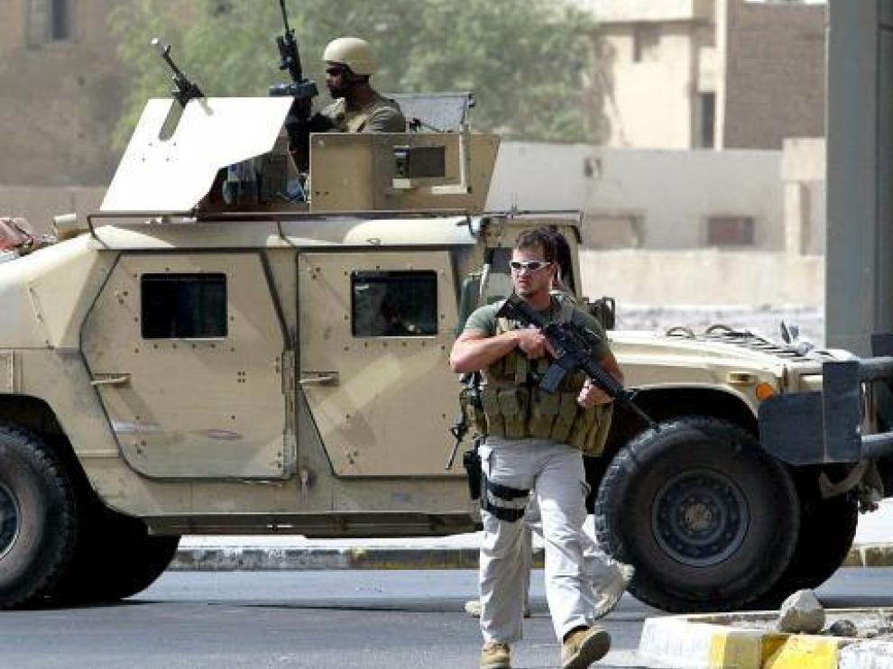 Varios agentes de la empresa de seguridad Blackwater, en 2005 en Bagdad.