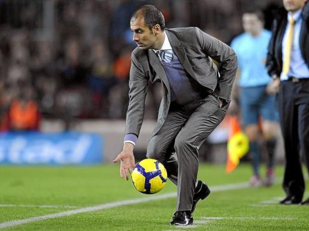 Guardiola, en una imagen del encuentro ante el Villarreal