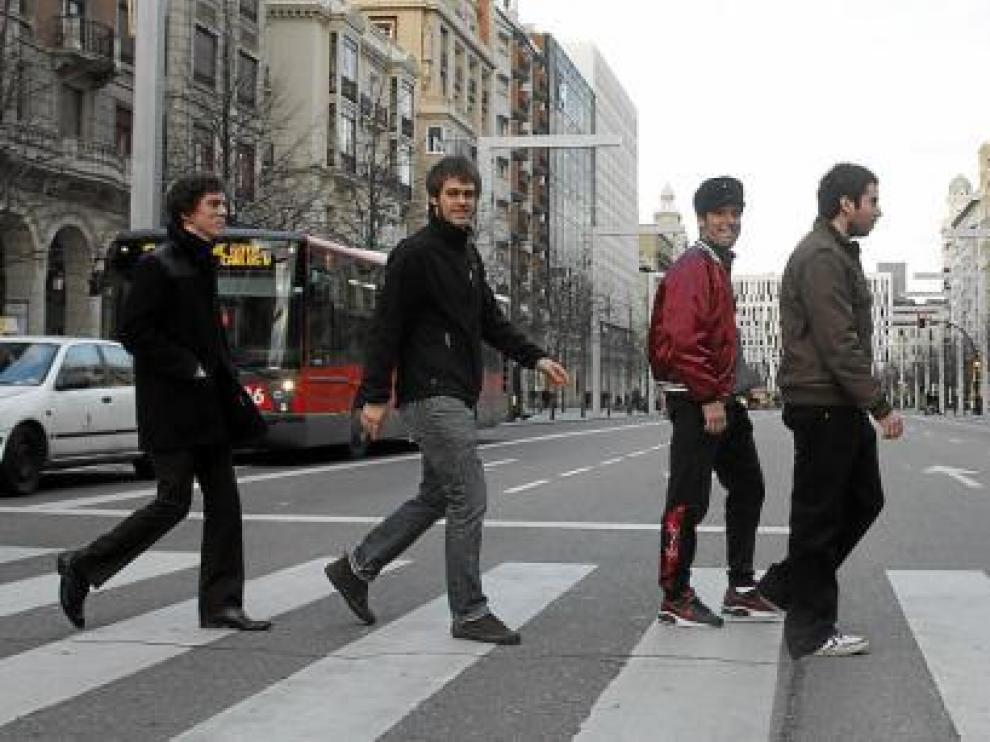 The Faith Keepers, este miércoles, en el paseo de Independencia de Zaragoza (no Abbey Road, ojo).