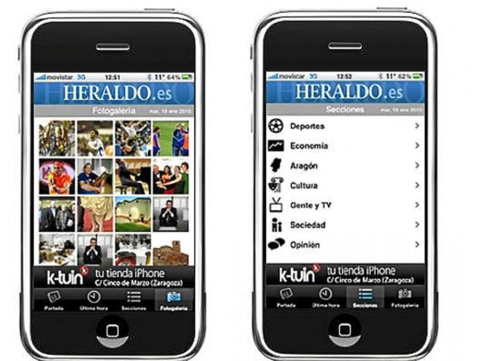La 'app' de HERALDO.es permite navegar por secciones y ver las últimas fotos