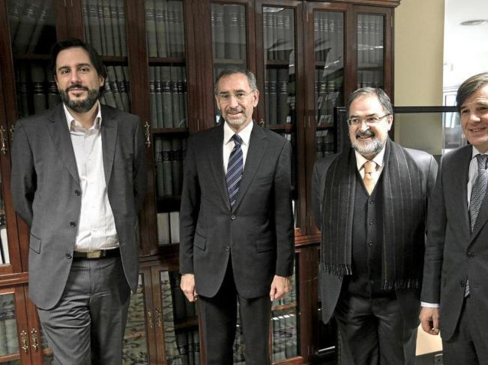 Ignacio Benito García, de AEDE; Antonio María Ávila, de FGEE; Agustín González, de FECE, y Antonio Guisasola, de Promusicae.