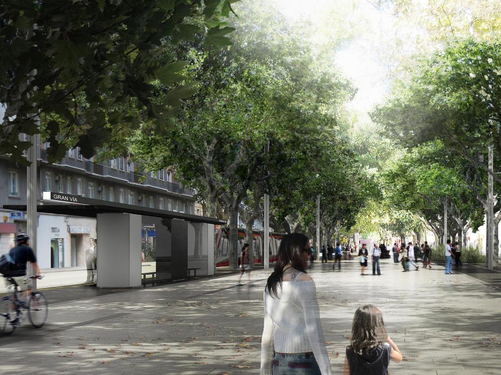 La reforma urbana que acompaña al tranvía ampliará el espacio peatonal de los bulevares