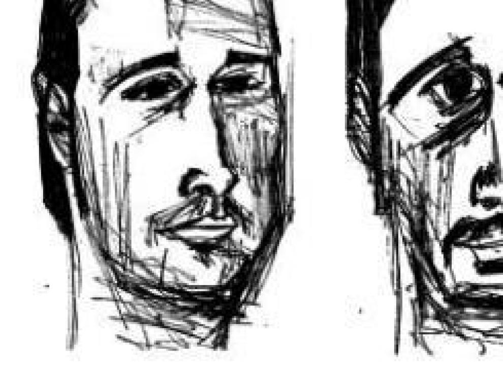 Autoretrato de José Moñú, grafito sobre papel, realizado en 2004 y que se incluye en el catálogo de su última exposición 'Testigo ocular'.