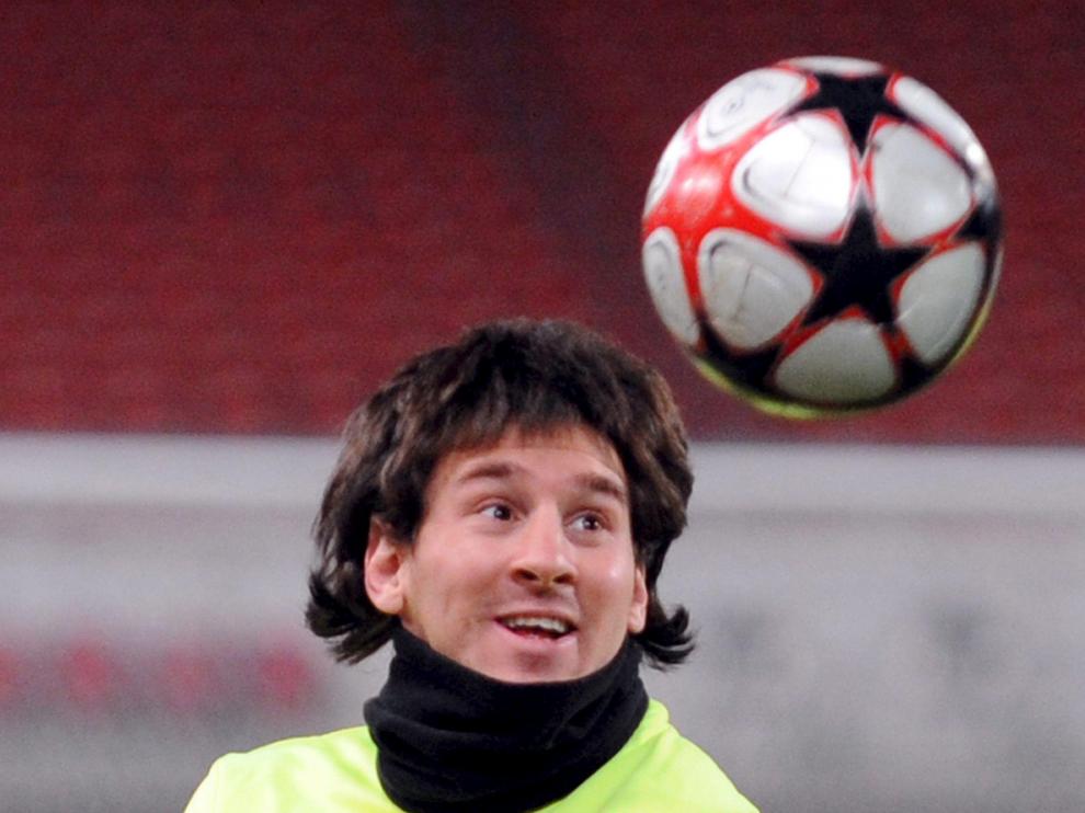Leo Messi, durante el entrenamiento de ayer en Stuttgart