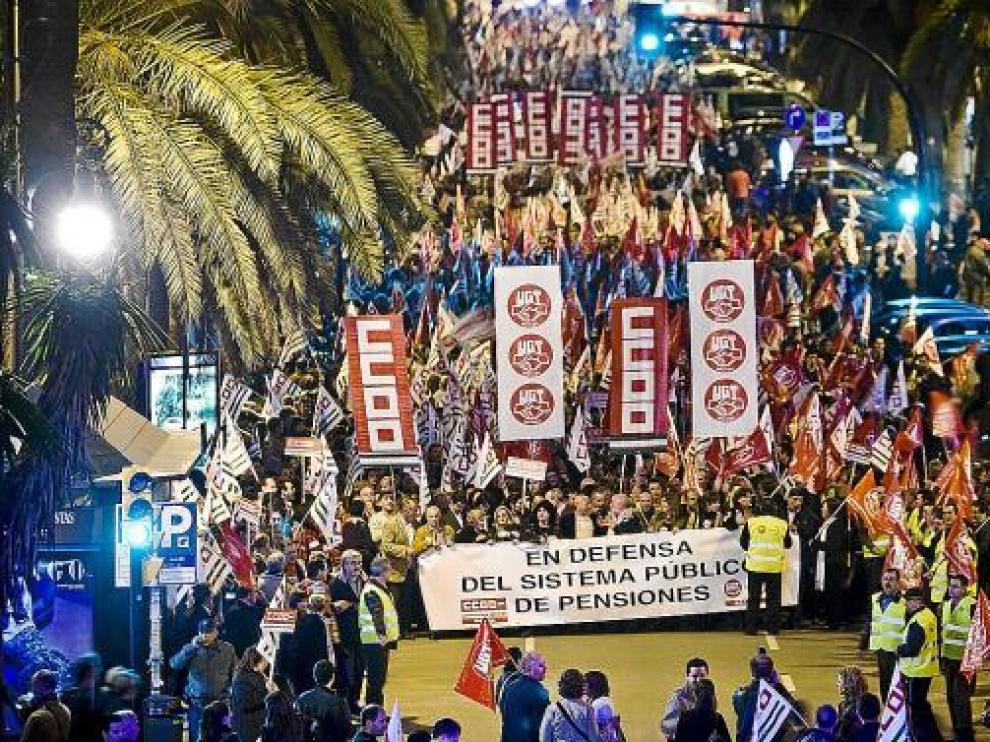 Los sindicatos se manifestaron ayer en Andalucía. En la foto, la protesta de Málaga