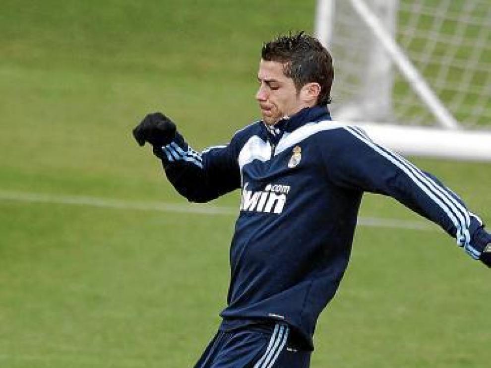 Cristiano, en un entrenamiento de esta semana.