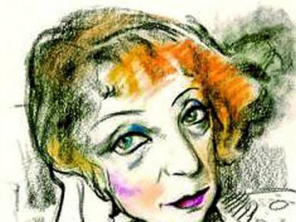 Detalle del retrato de la pianista Pilar Bayona hecho por José Luis Cano.