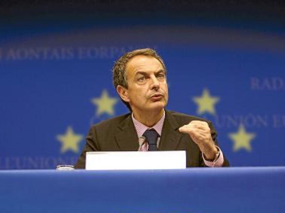 Zapatero, en la rueda de prensa ofrecida en el Consejo Europeo.