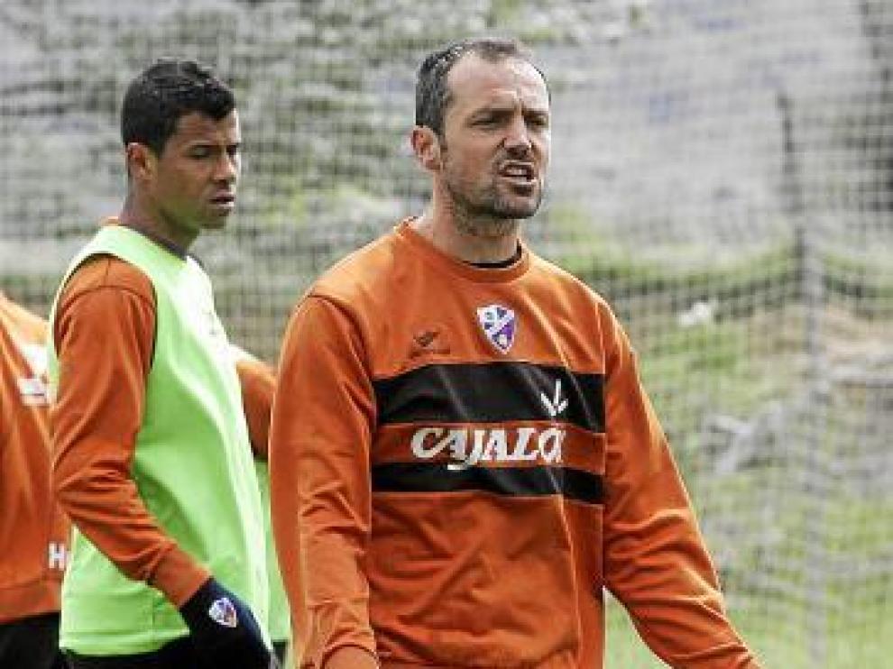 Luis Helguera, durante el entrenamiento de ayer.