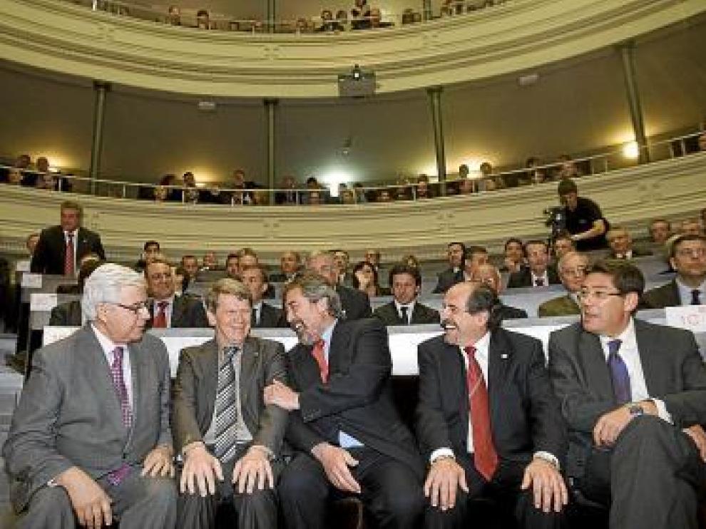 Arguilé, Saudó, Belloch, Infantes y Aliaga, en el Paraninfo.