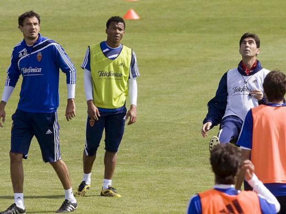 Entrenamiento de ayer en la Ciudad Deportiva del Real Zaragoza.