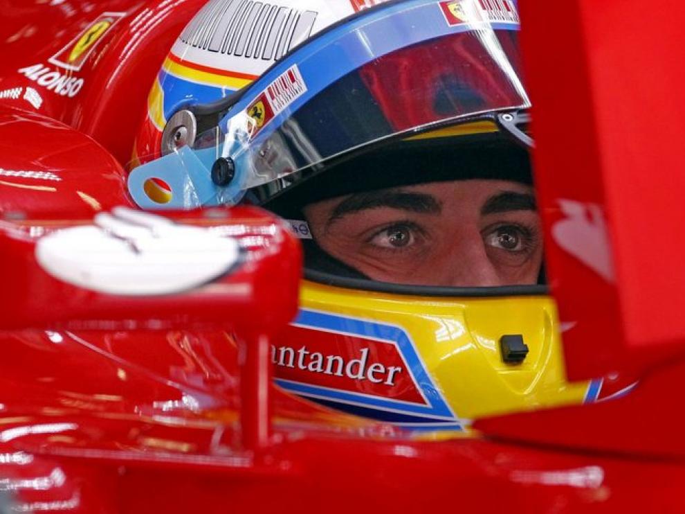 Alonso, en su Ferrari.