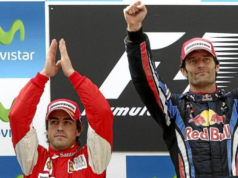 Alonso se subió al segundo escalón del podio junto al australiano Mark Webber.