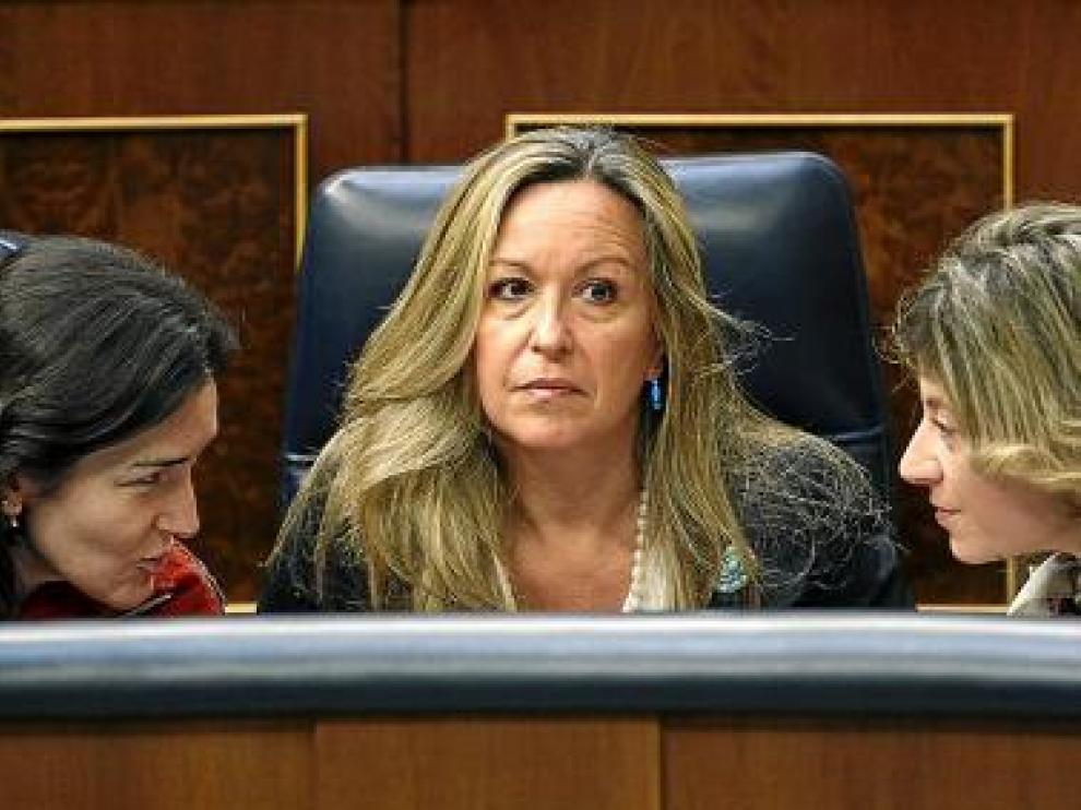 La ministra de Sanidad, Trinidad Jiménez, en el centro.