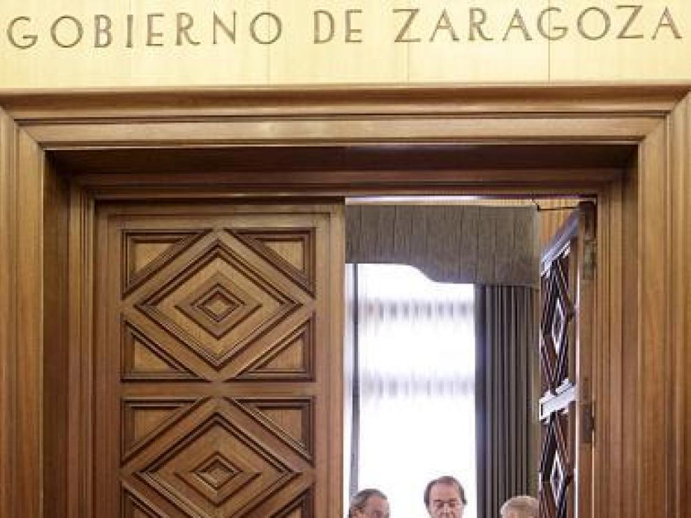 Catalá y los portavoces de PSOE, PAR y PP, ayer.