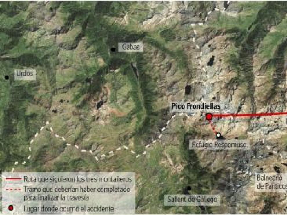 Dos montañeros británicos mueren al resbalar en un nevero del Pico Frondiellas de Sallent