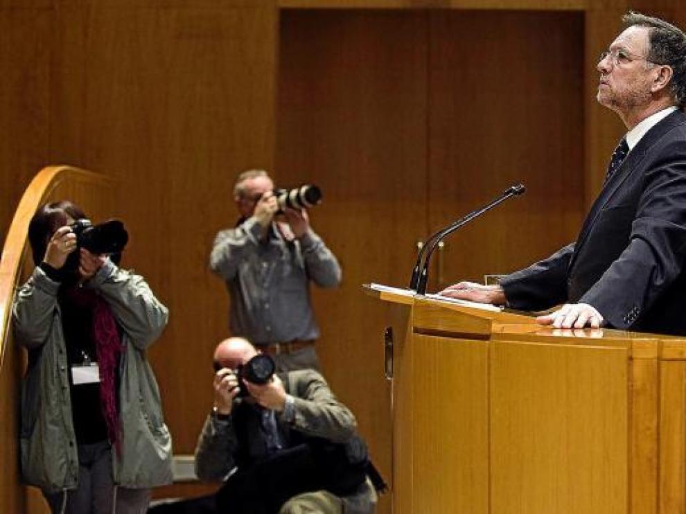El presidente Iglesias, durante su intervención de ayer en las Cortes.
