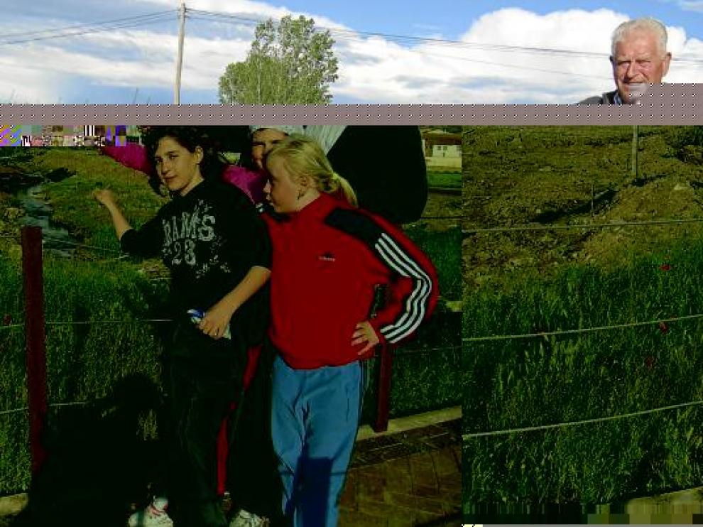 Vecinos de Oliete muestran la zona donde se han llevado a cabo las plantaciones de chopos.