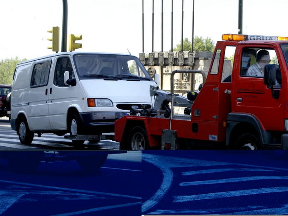 La grúa retira un vehículo en Zaragoza