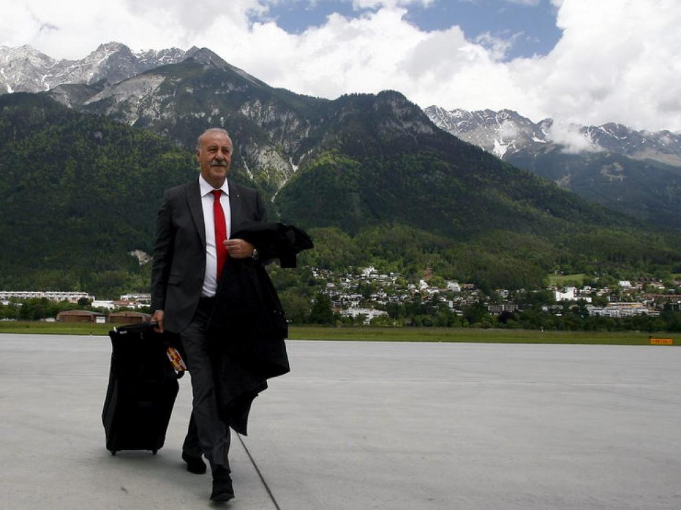 El seleccionador, a su llegada a Innsbruck