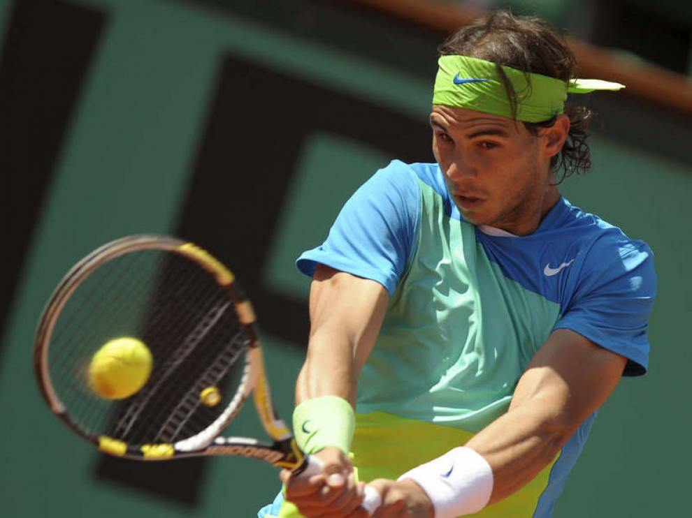 Nadal durante un momento de su encuentro ante Zeballos