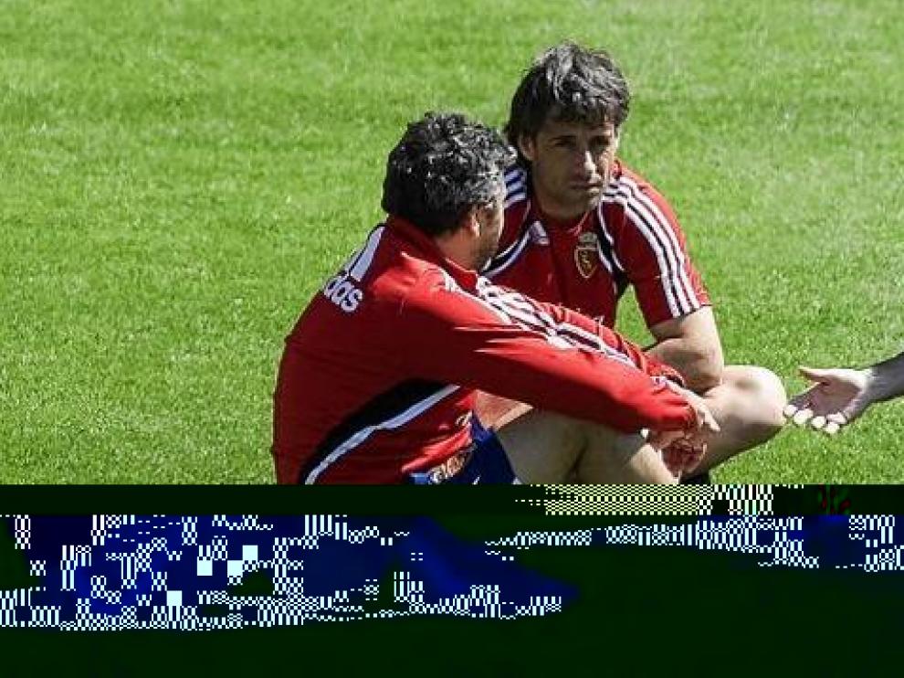 Roberto Cabellud, durante un entrenamiento con Gay y Nayim