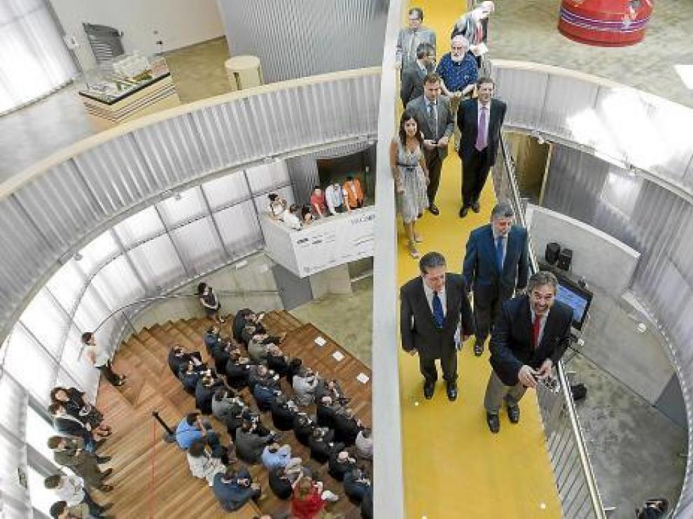 Juan Alberto Belloch y Federico Mayor Zaragoza, en el Centro de Urbanismo Sostenible.