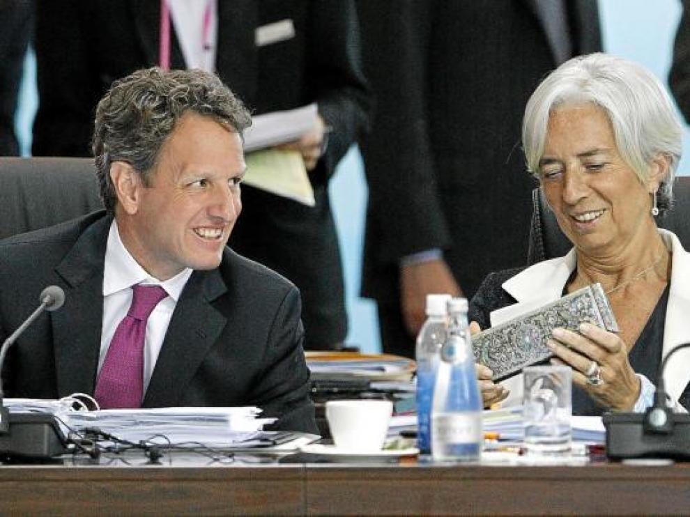 El secretario del Tesoro de Estados Unidos y la ministra francesa de Finanzas, ayer en Busán.