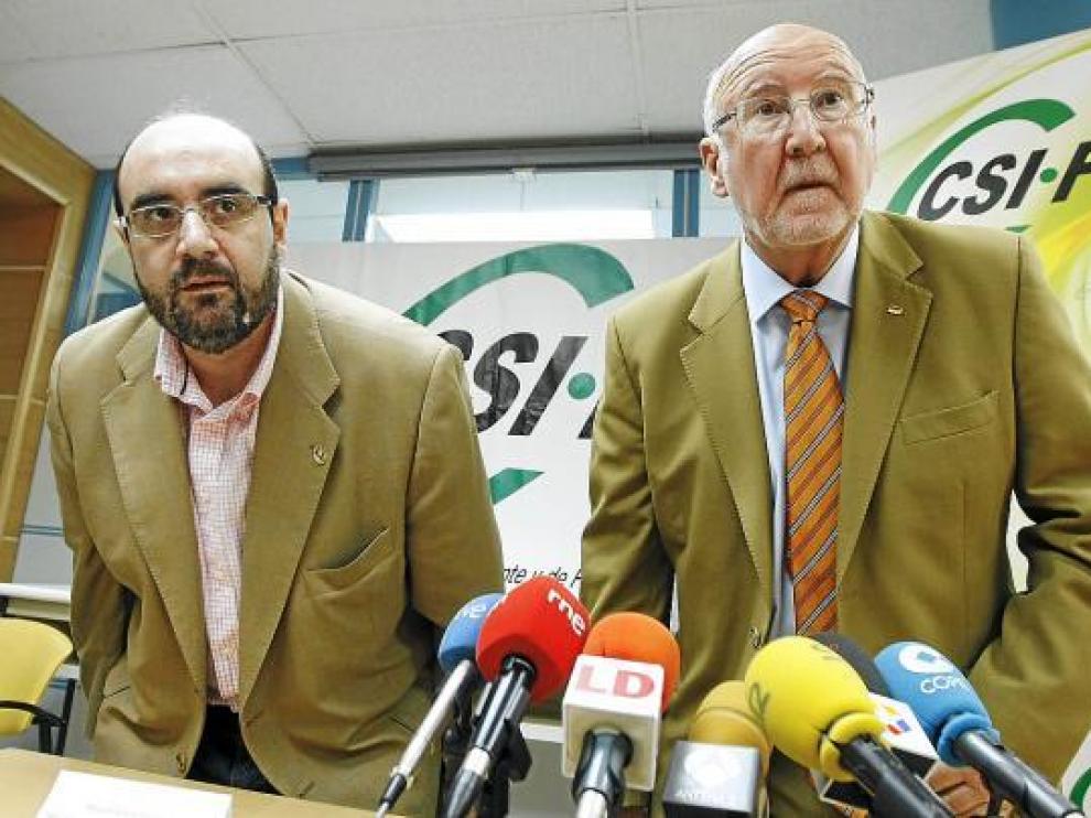 El presidente de CSI-CSIF, Domingo Fernández (d) y el secretario de Formación, Miguel Borra.