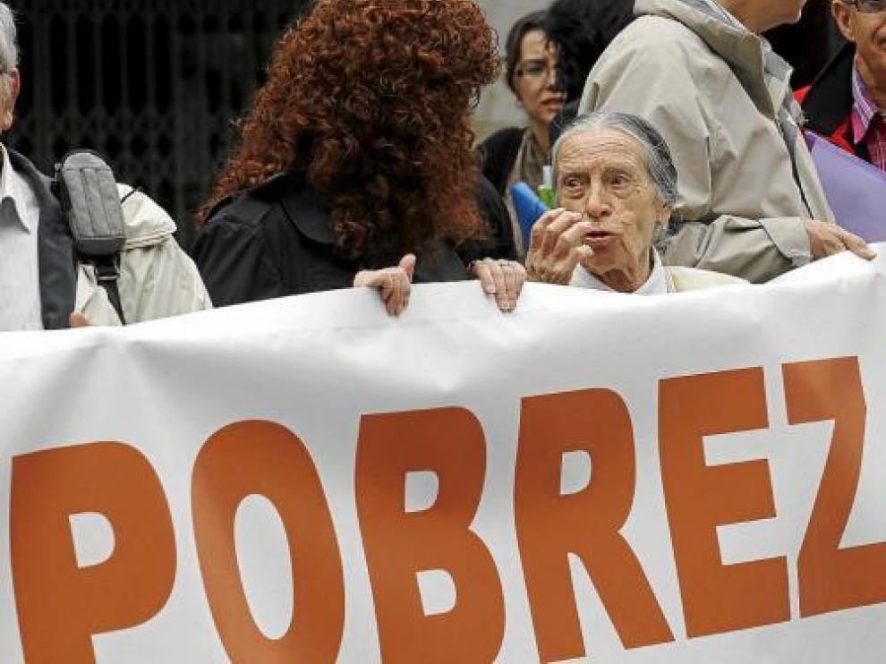 Manifestación de la Alianza Española contra la Pobreza el pasado miércoles en Madrid.