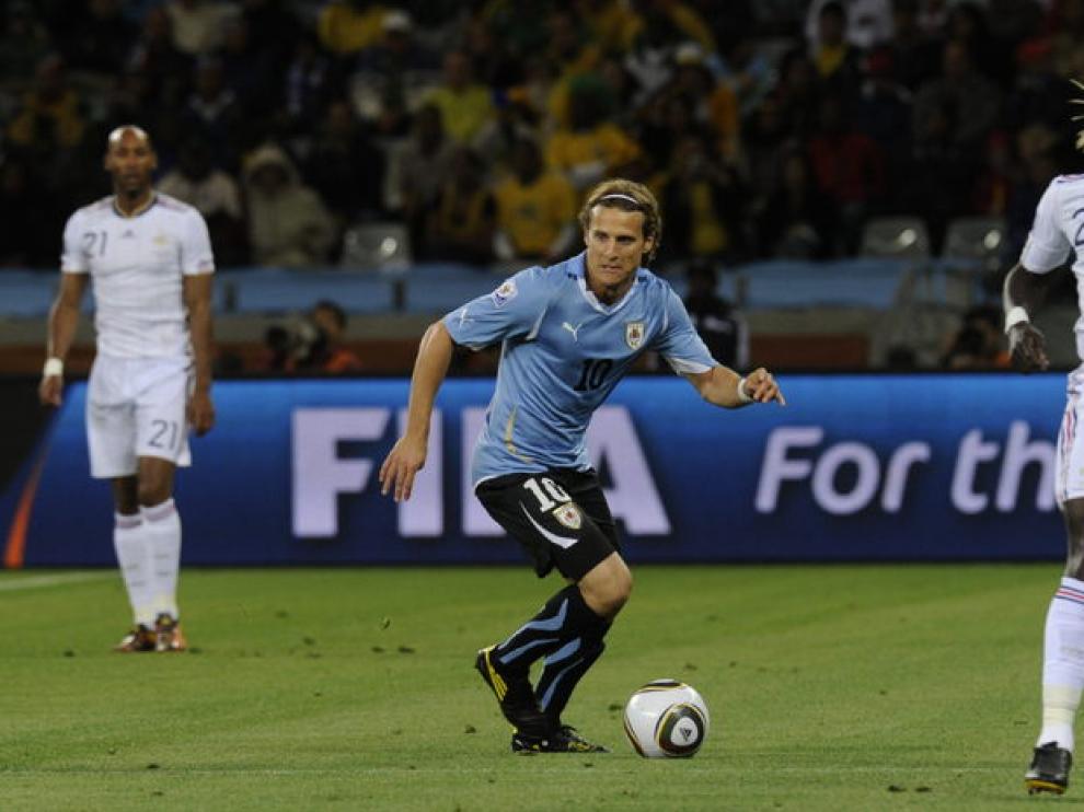 Diego Forlán, en el partido de Uruguay contra Francia.