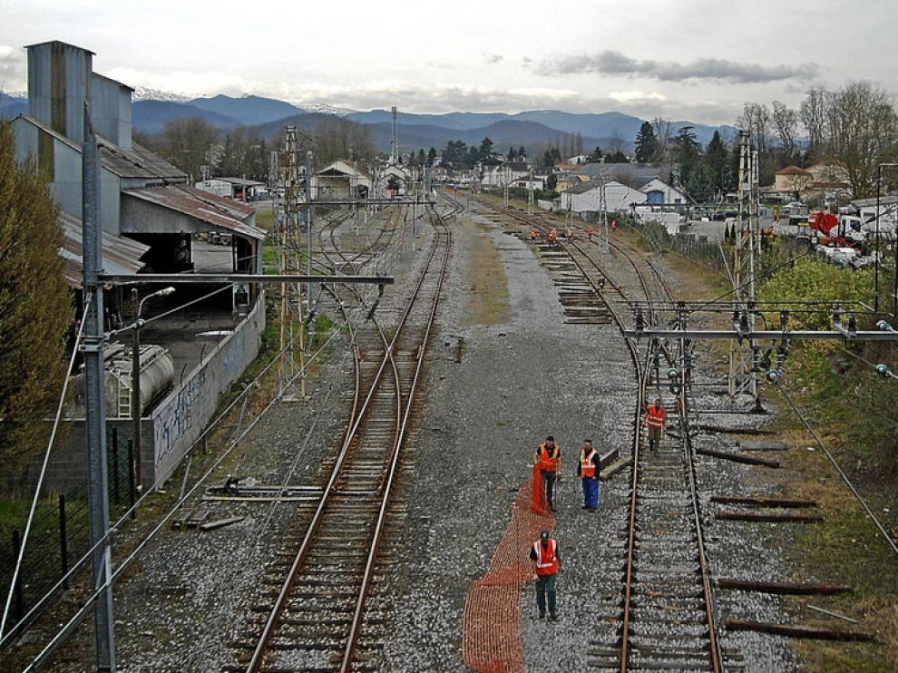 Obras de la línea Oloron-Canfranc en Francia