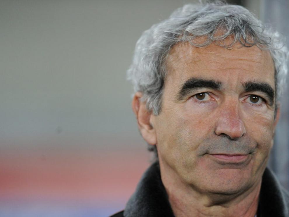 El seleccionador francés, Domenech, el banquillo con gesto de impotencia