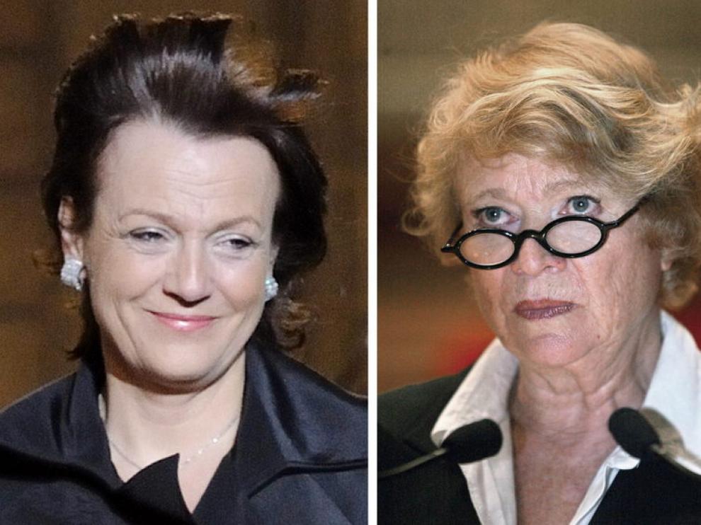 Izda. Florence Woerth, esposa del ministro francés de trabajo. Dcha, paralamentaria europea Eva Joly
