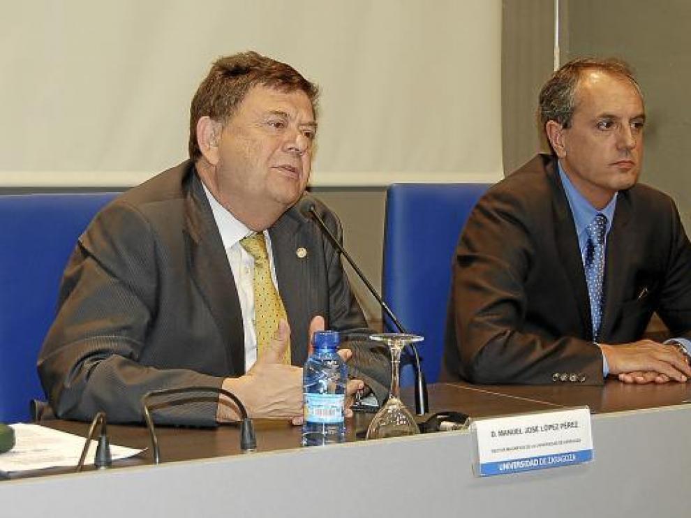 Manuel López, rector de la Universidad de Zaragoza, y José Antonio de Paz, presidente de HP España.