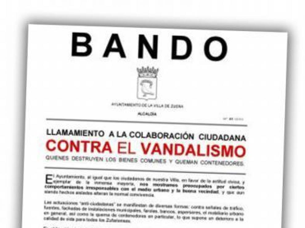 Zuera apela a la colaboración ciudadana ante el repunte de los actos vandálicos