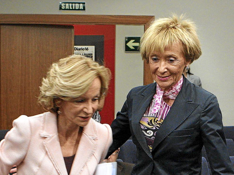 Las vicepresidentas Salgado y De la Vega, ayer.