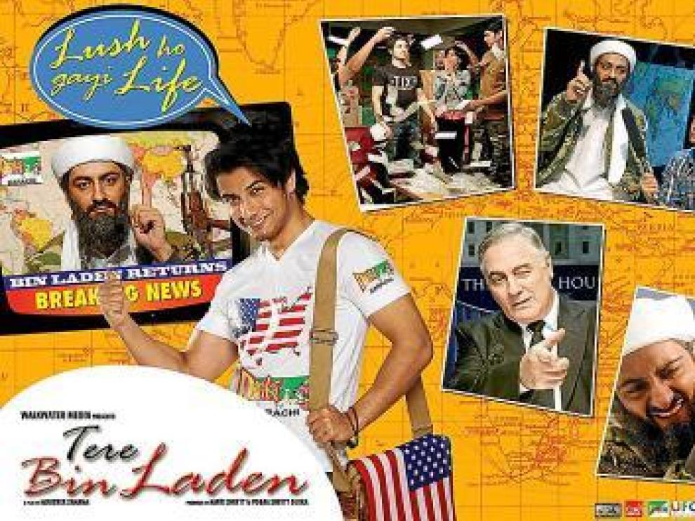 Uno de los carteles promocionales de la película 'Tere Bin laden'.