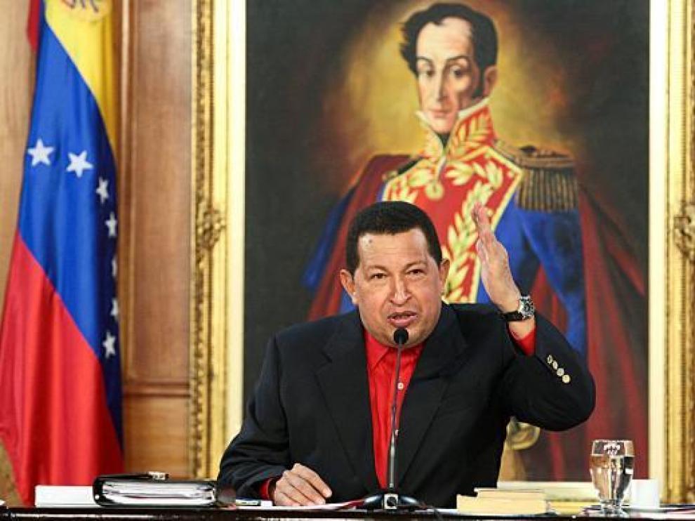 El presidente venezolano Hugo Chávez en el Palacio de Miraflores de Caracas el pasado viernes.